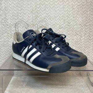 Adidas Samoa Sneakers Navy Blue Leather Suede White Stripes Mens 6.5 Retro 80s